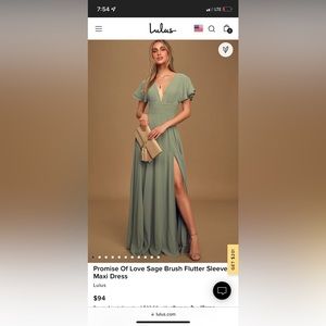 Sage Flutter Sleeve Maxi/Bridesmaids Dress